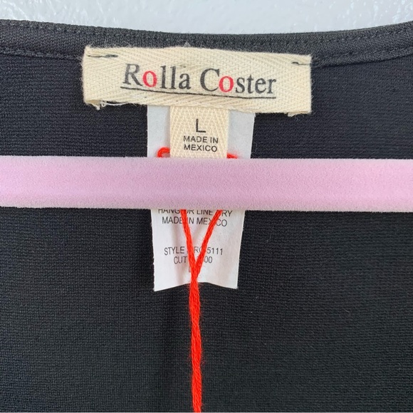 Rolla Coster NWT Black Puff Sleeve Square Neck Dress Size L - Picture 2 of 5